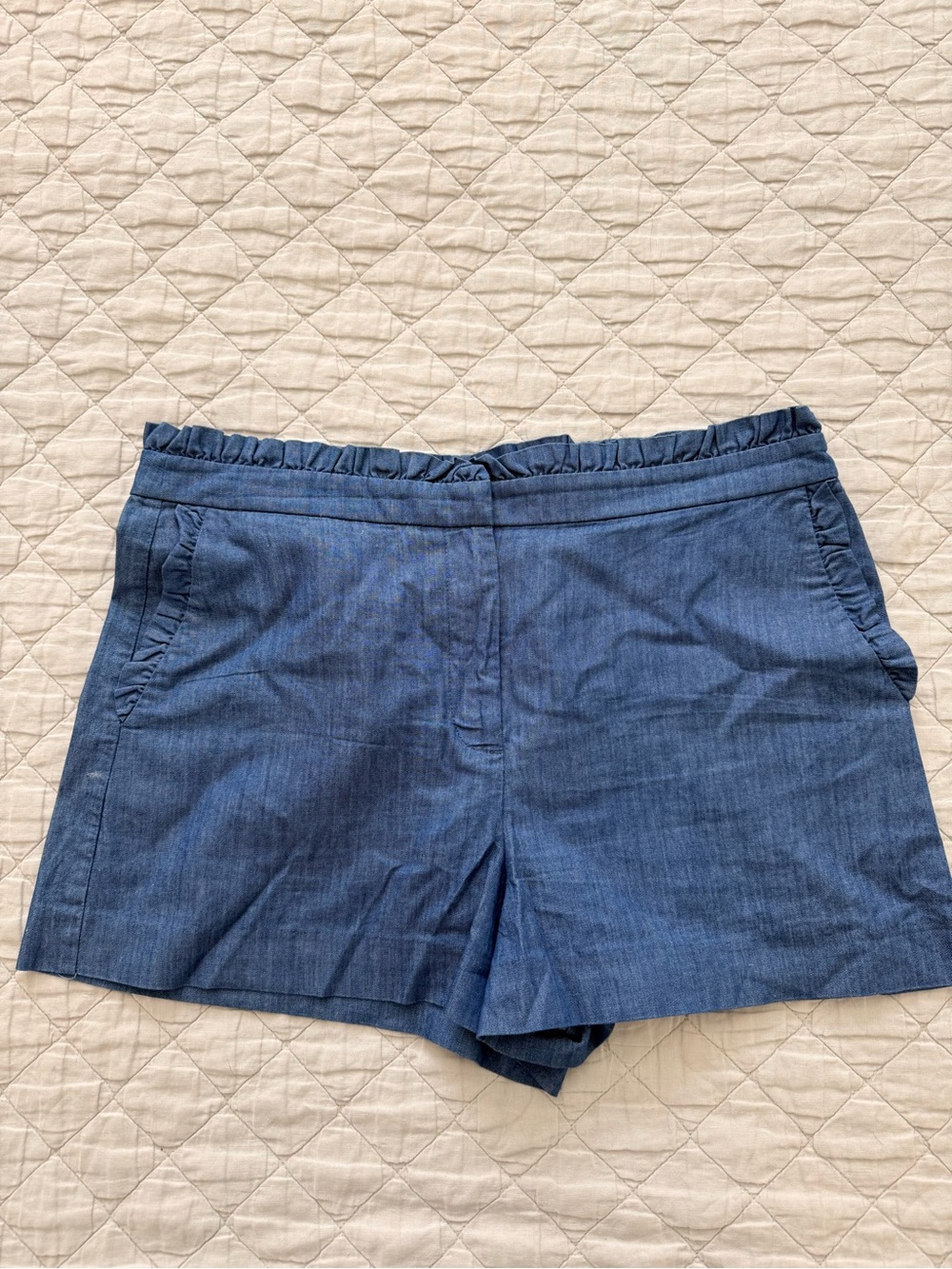 J. Crew Chambray Blue High-Waist Pull-On Shorts